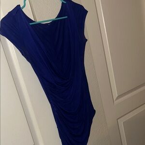 Elegant Blue Draped Dress